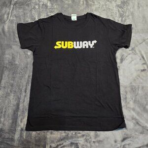 Subway Shirt Mens Large Black Graphic Logo Short Sleeve Crewneck Advertising